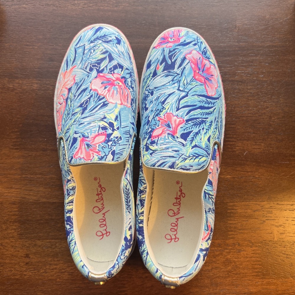 New Lilly Pulitzer Julie Sneaker Canvas Slip On Shoe Hawaiian‎ Floral New 8